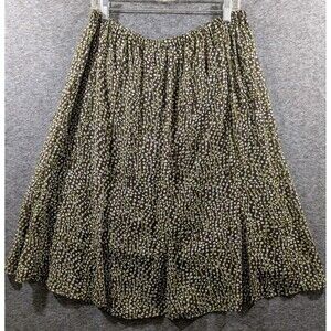 Liz Claiborne Woman Brown Green Polka Dot Skirt 18W Lined Plus Size Boho Midi